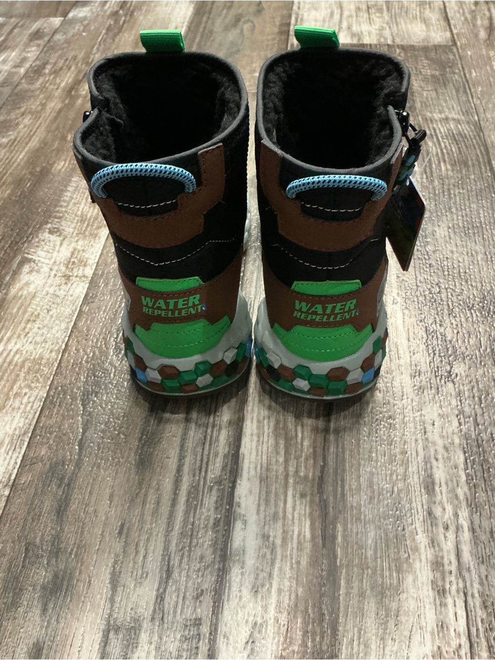 Skechers Kids Black, Green & Brown Hex-Accent Rain/Winter Boots Size 1 - Picture 11 of 16